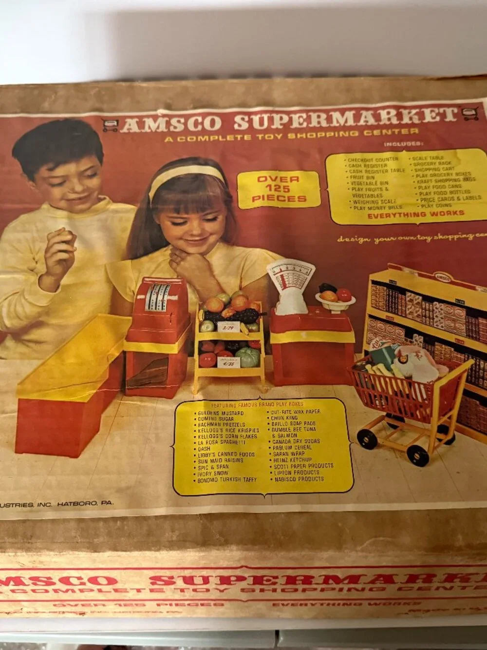 Vintage Amsco Supermarket With Original Box 1965 Shopping Playset W Accessories